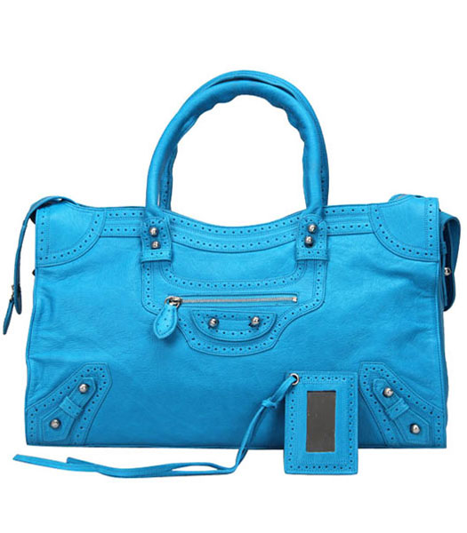 Balenciaga Giant City Bag In Medio pelle blu